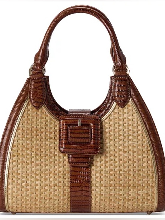 Brahmin Handbags - NWT Brahmin Adrian Jardim satchel bag with raffia and croc-embossed leather